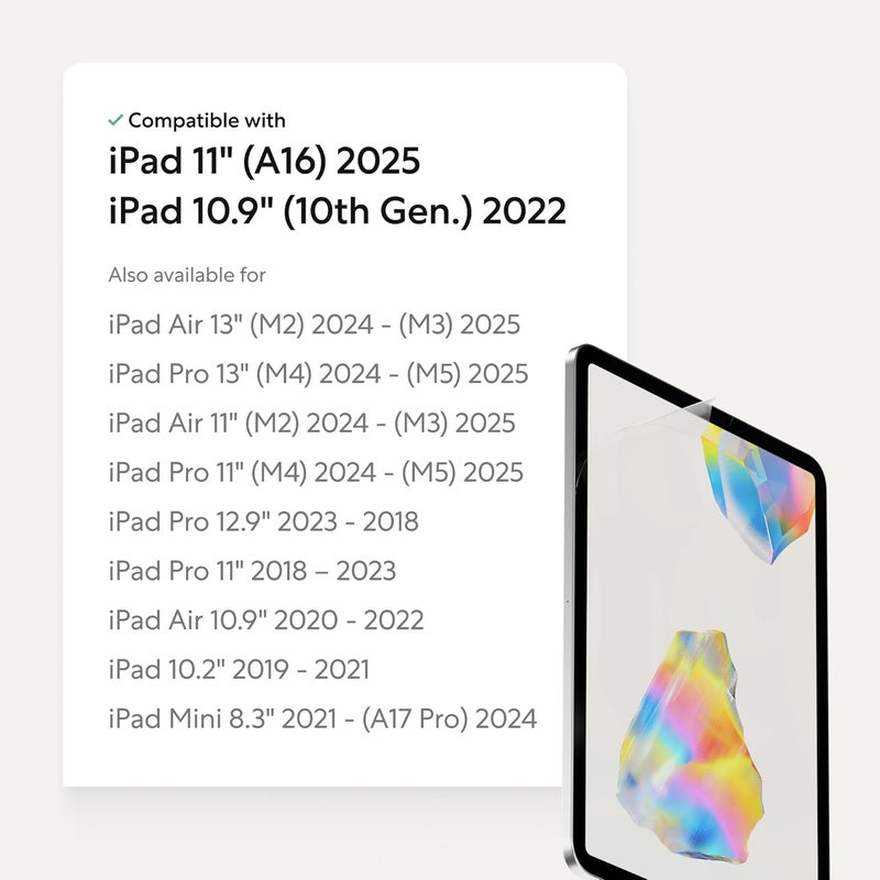 Paperlike 3 واقي شاشة (2x) لجهاز iPad 11” (A16 2025) و iPad 10.9” (الجيل العاشر 2022) – إحساس حقيقي بالورق، تركيب خالي من الفقاعات (فراشة)، يحمي طرف القلم - Image 2
